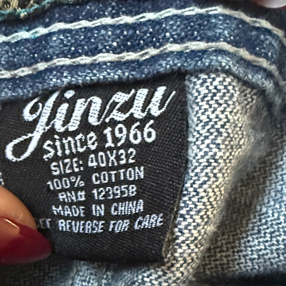 Men's Blue Denim Jinza Jeans with Embroidered Design - Picture 9 of 9